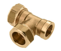 T-stuk messing, 22 mm x 22 mm x 1/2" productfoto hoge resolutie