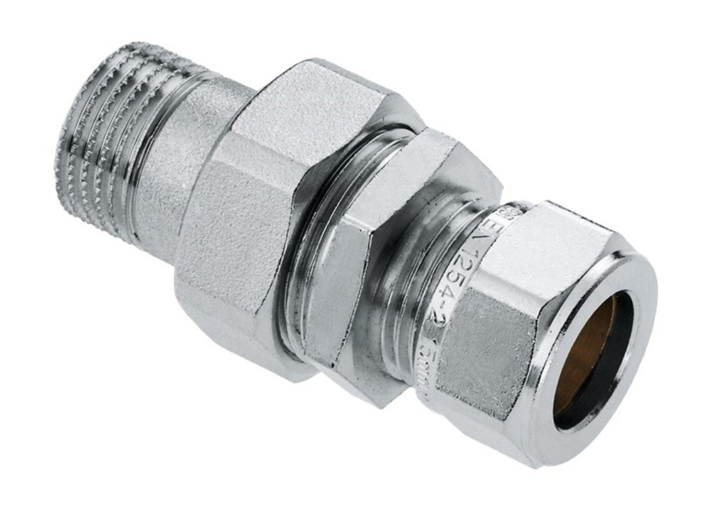Radiatorkoppeling recht 1/2" x 15 mm productfoto hoge resolutie