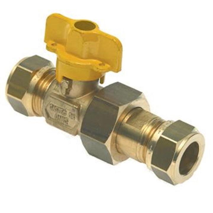 
  Gaskogelkraan, 15 x 15 mm, 2 x knel productfoto hoge resolutie - artikelnummer 186516
