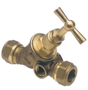 Bonfix Stopkraan met aftap, 15 x 15 mm, knel | Rabe - 187354