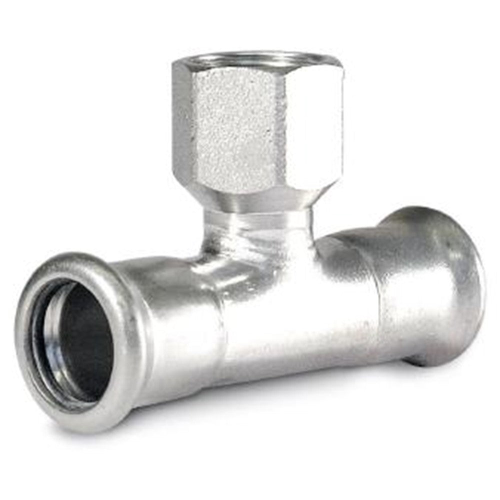 T-stuk RVS, 54 mm x 1/2" bi x 54 mm productfoto hoge resolutie