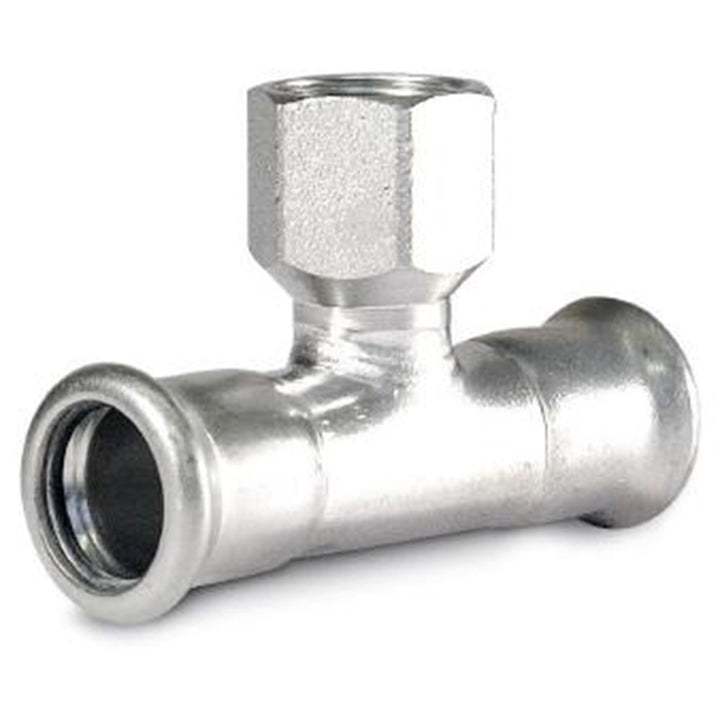 
  T-stuk RVS, 28 mm x 3/4" bi x 28 mm productfoto hoge resolutie - artikelnummer 604551
