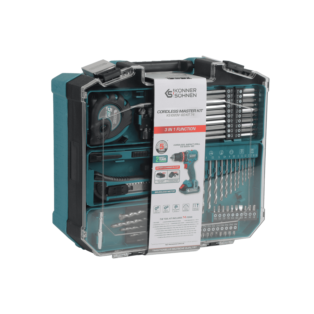 Könner & Söhnen KS ID20V-60 KIT 74 PLUS accu gereedschapsset, foto 3