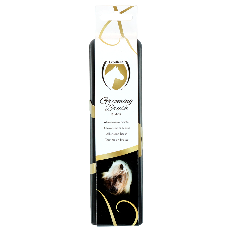 Excellent Horse Grooming Brush M Zwart
