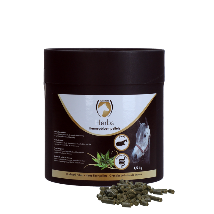 
  Excellent Horse Herbs Hennepbloempellets 1,5 kg - artikelnummer HERB052

