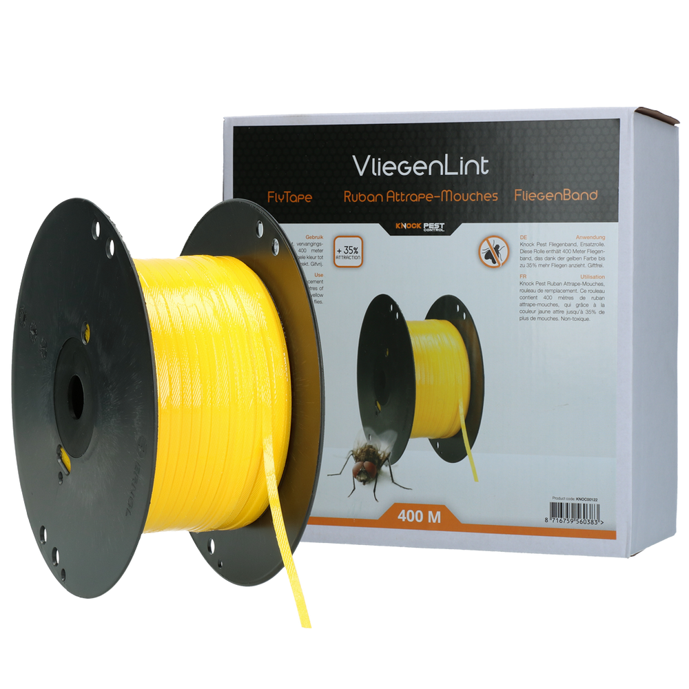 Knock Pest Vliegenlint Vervangingsrol 400 m Geel