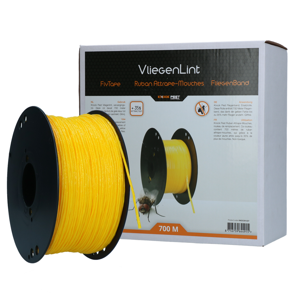 Knock Pest Vliegenlint Vervangingsrol 700 m Geel