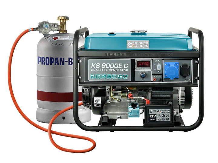 
  Könner & Söhnen KS 9000E G aggregaat op gas en benzine 6,5 kW | Rabe - artikelnummer KS 9000E G
