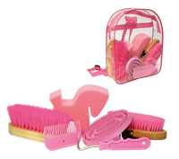 Poetsset van 7 items in Rugtas roze