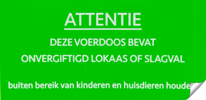 
  Sticker Onvergiftigd / Slagval - Artikelnummer STIC0035
