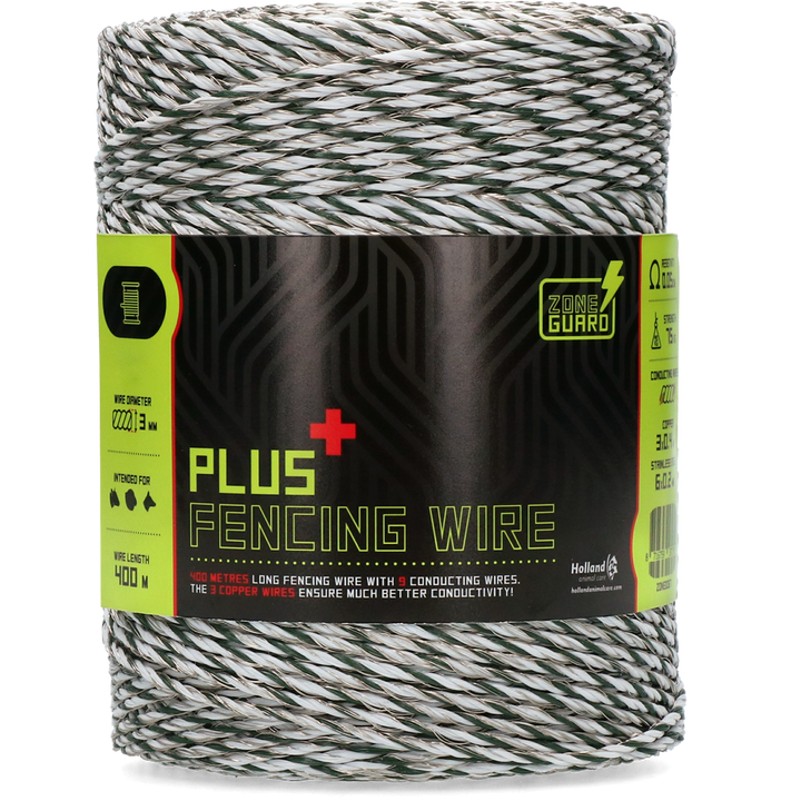 
  ZoneGuard Plus Afrasteringsdraad 3 mm 400 m - artikelnummer ZONE0067
