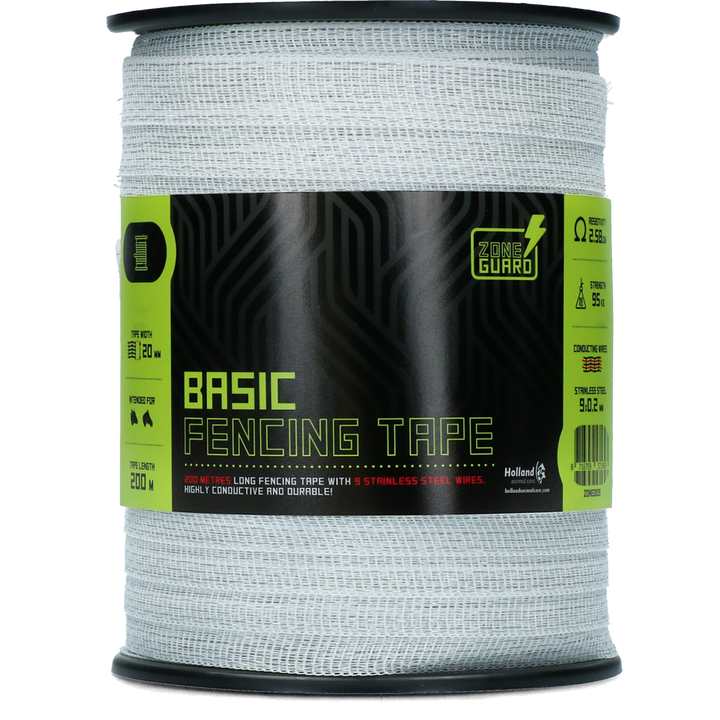 
  ZoneGuard 20 mm Basic afrasteringslint wit 200 m (9 draden) - artikelnummer ZONE0109
