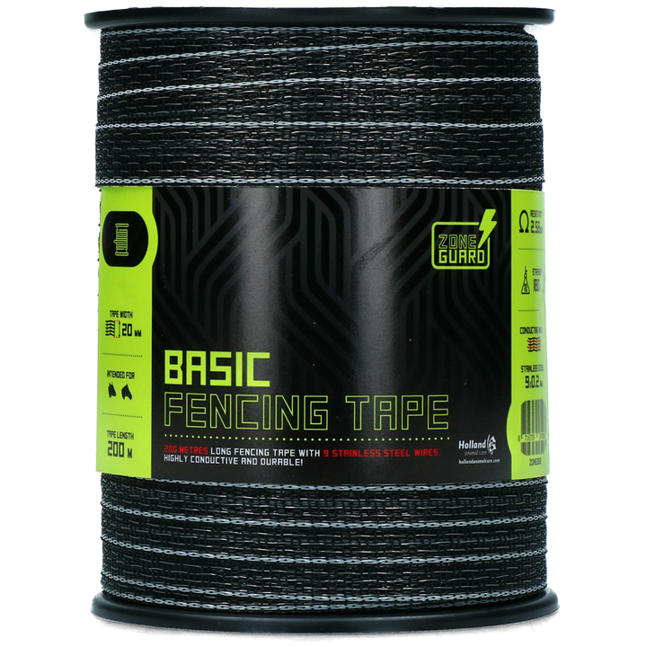 
  ZoneGuard 20 mm Basic afrasteringslint zwart 200 m - artikelnummer ZONE0112
