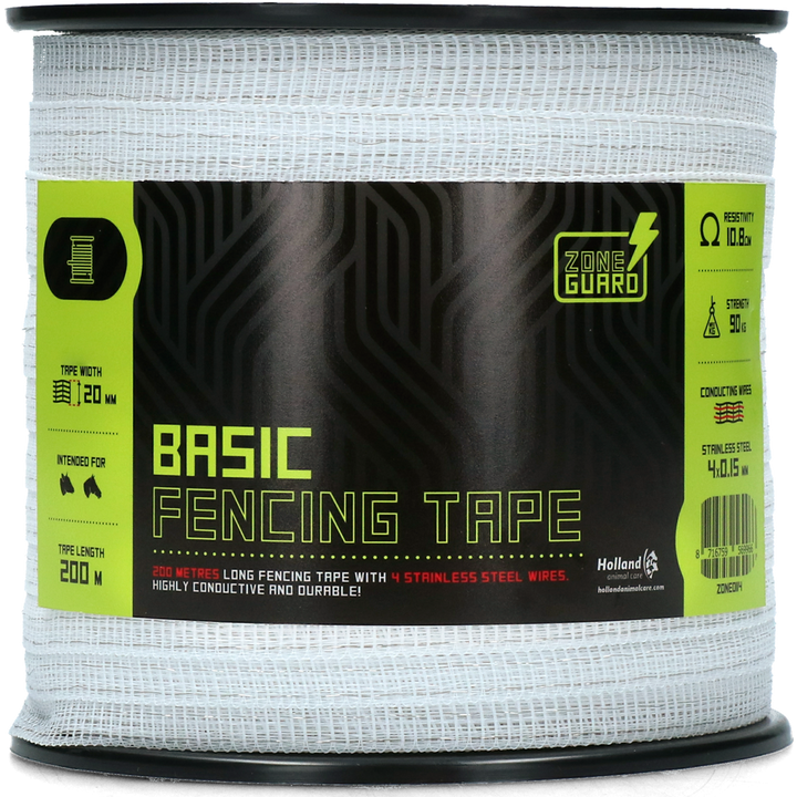 
  ZoneGuard 20 mm Basic afrasteringslint wit 200 m (4 draden) - artikelnummer ZONE0114
