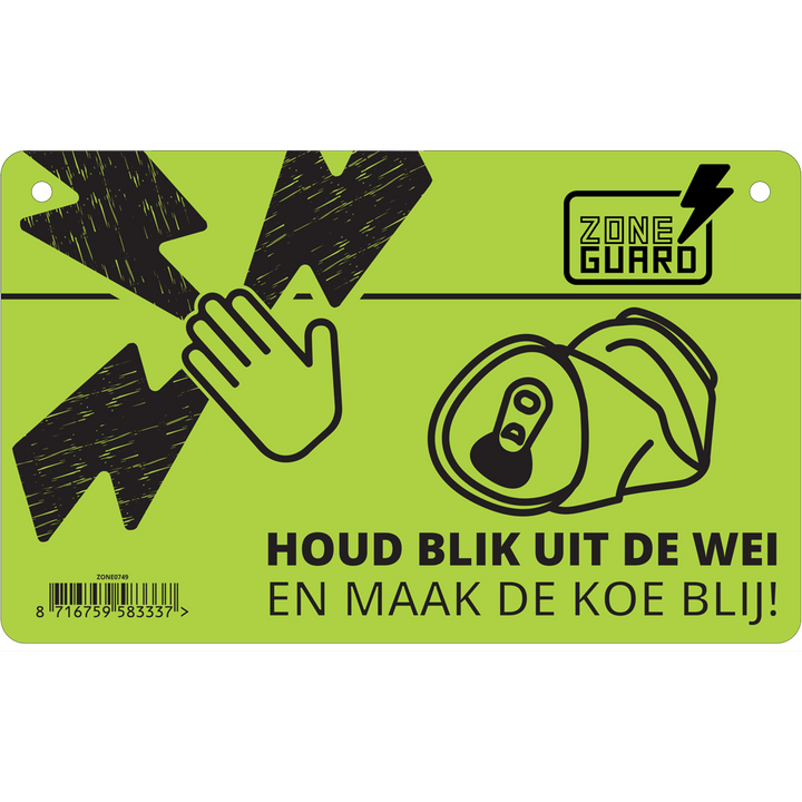 
  ZoneGuard Waarschuwingsbord Gevaar: Schrikdraad & Blikverbod - artikelnummer ZONE0749
