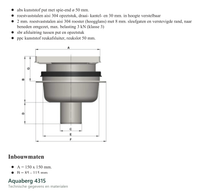 Technische gegevens van de Aquaberg 4315, elektrische data en afmetingen