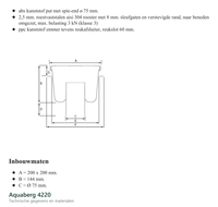 Technische gegevens van de Aquaberg 4220, elektrische data en afmetingen