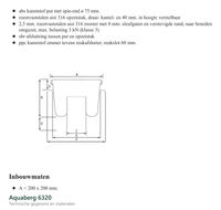 Technische gegevens van de Aquaberg 6320, elektrische data en afmetingen