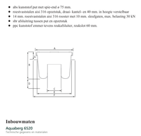 Technische gegevens van de Aquaberg 6520, elektrische data en afmetingen