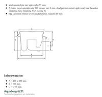 Technische gegevens van de Aquaberg 6221, elektrische data en afmetingen