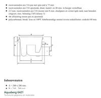 Technische gegevens van de Aquaberg 6421, elektrische data en afmetingen