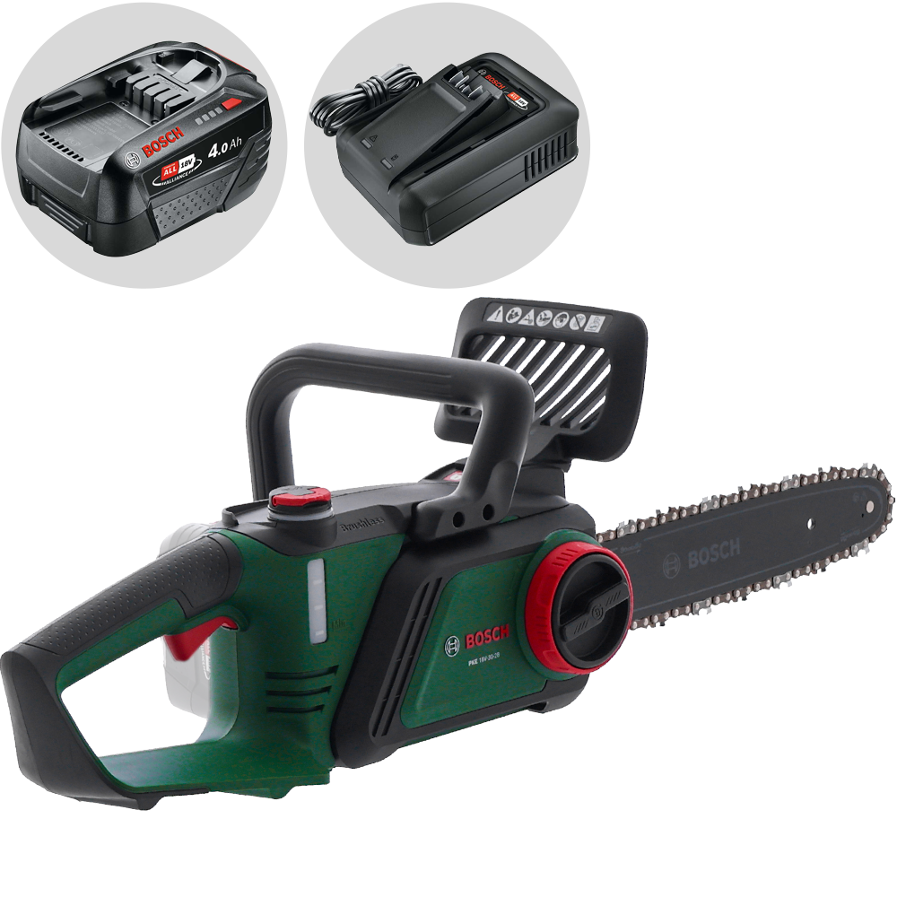 Bosch PKE18V-30-28 accu kettingzaag, zwaard 30 cm, 18 V 4 Ah | Rabe