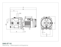 Maatvoering en aansluitmaten van de DAB JET 112