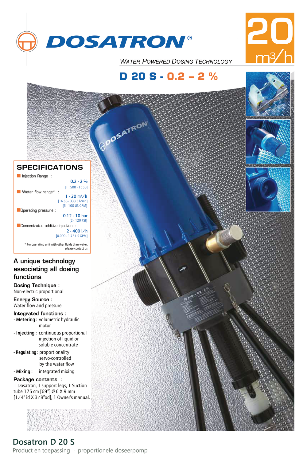 Dosatron D 20 S doseerpomp, productoverzicht en toepassing