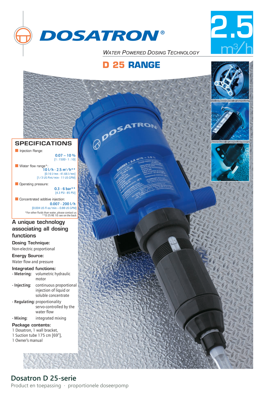 Dosatron D 25-serie doseerpomp, productoverzicht en toepassing