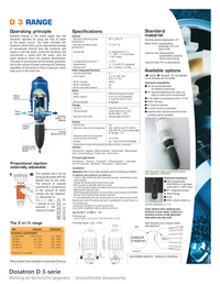 Werking, doseerbereik en technische gegevens van de Dosatron D 3-serie