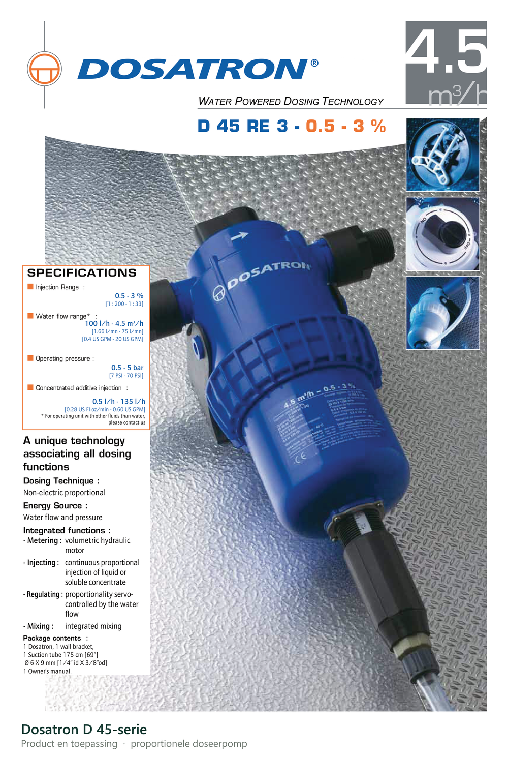 Dosatron D 45-serie doseerpomp, productoverzicht en toepassing
