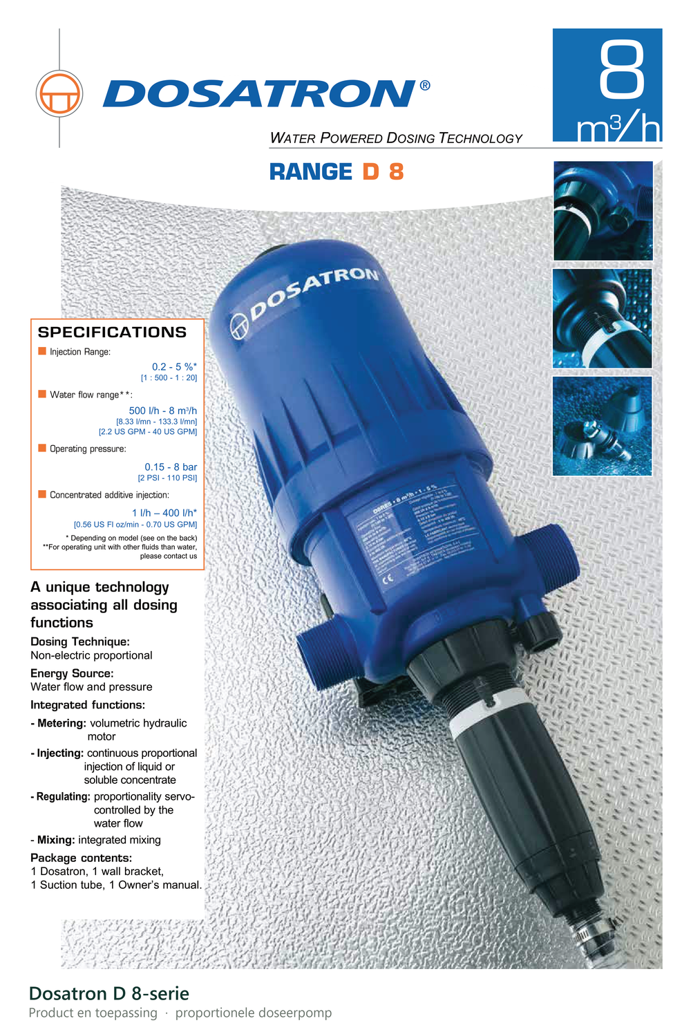 Dosatron D 8-serie doseerpomp, productoverzicht en toepassing