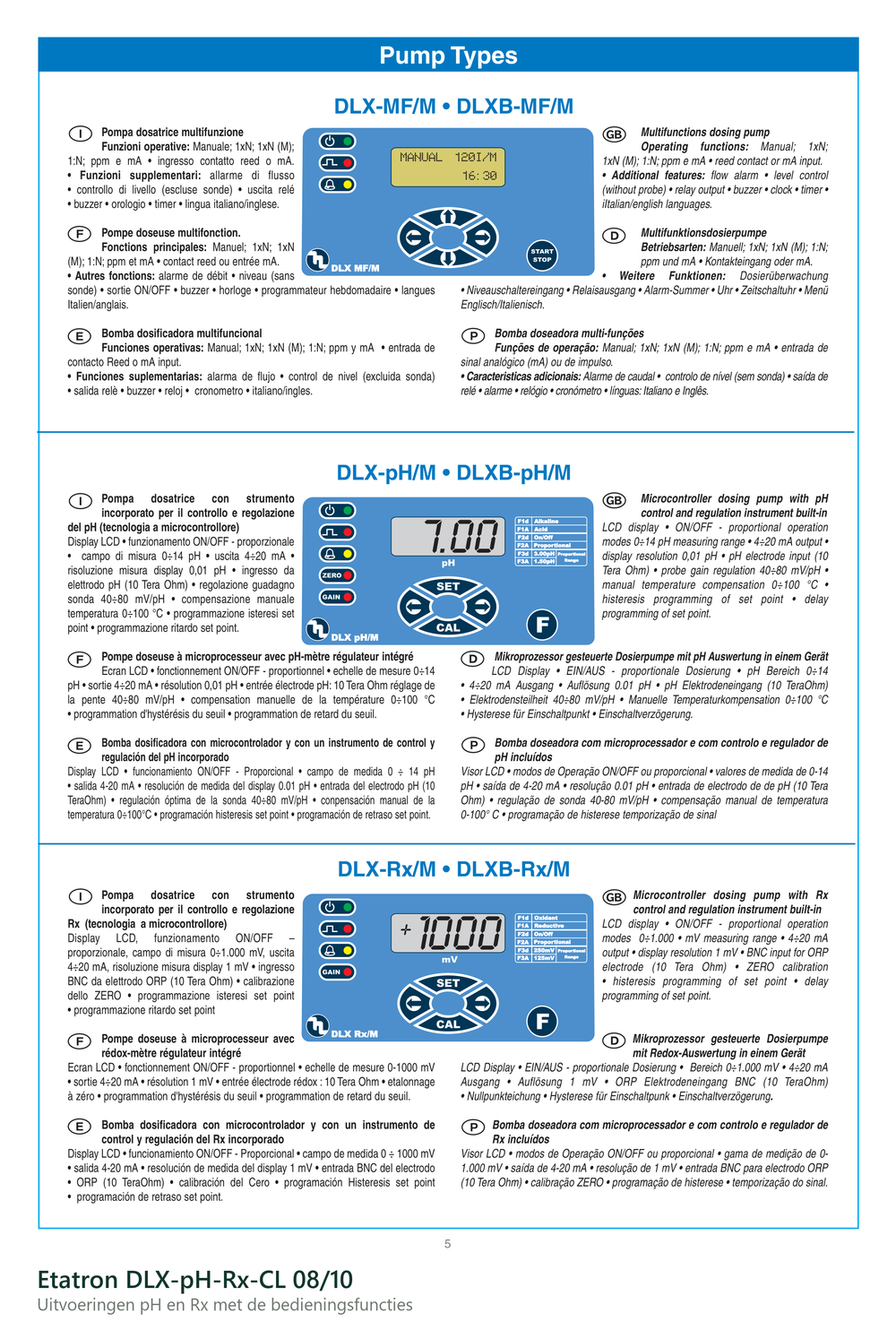 Werking en technische gegevens van de Etatron DLX-pH-Rx-CL 08/10