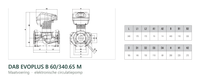 Maatvoering en aansluitmaten van de DAB EVOPLUS B 60/340.65 M