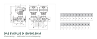 Maatvoering en aansluitmaten van de DAB EVOPLUS D 120/360.80 M