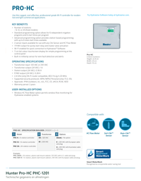 Technische gegevens van de Hunter Pro-HC PHC-1201, elektrische data en afmetingen