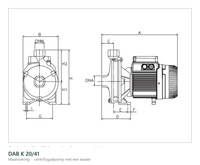 Maatvoering en aansluitmaten van de DAB K 20/41