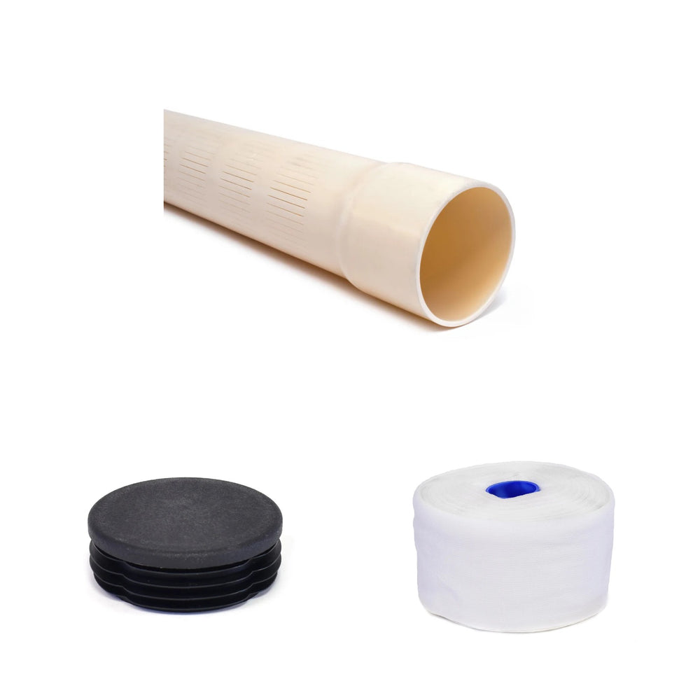 Bronfilter 63 mm compleet, filterbuis met inslagdop en filterkous