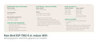 Technische gegevens van de Rain Bird ESP-TM2 8 st. indoor WiFi, elektrische data en afmetingen