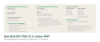 Technische gegevens van de Rain Bird ESP-TM2 12 st. indoor WiFi, elektrische data en afmetingen