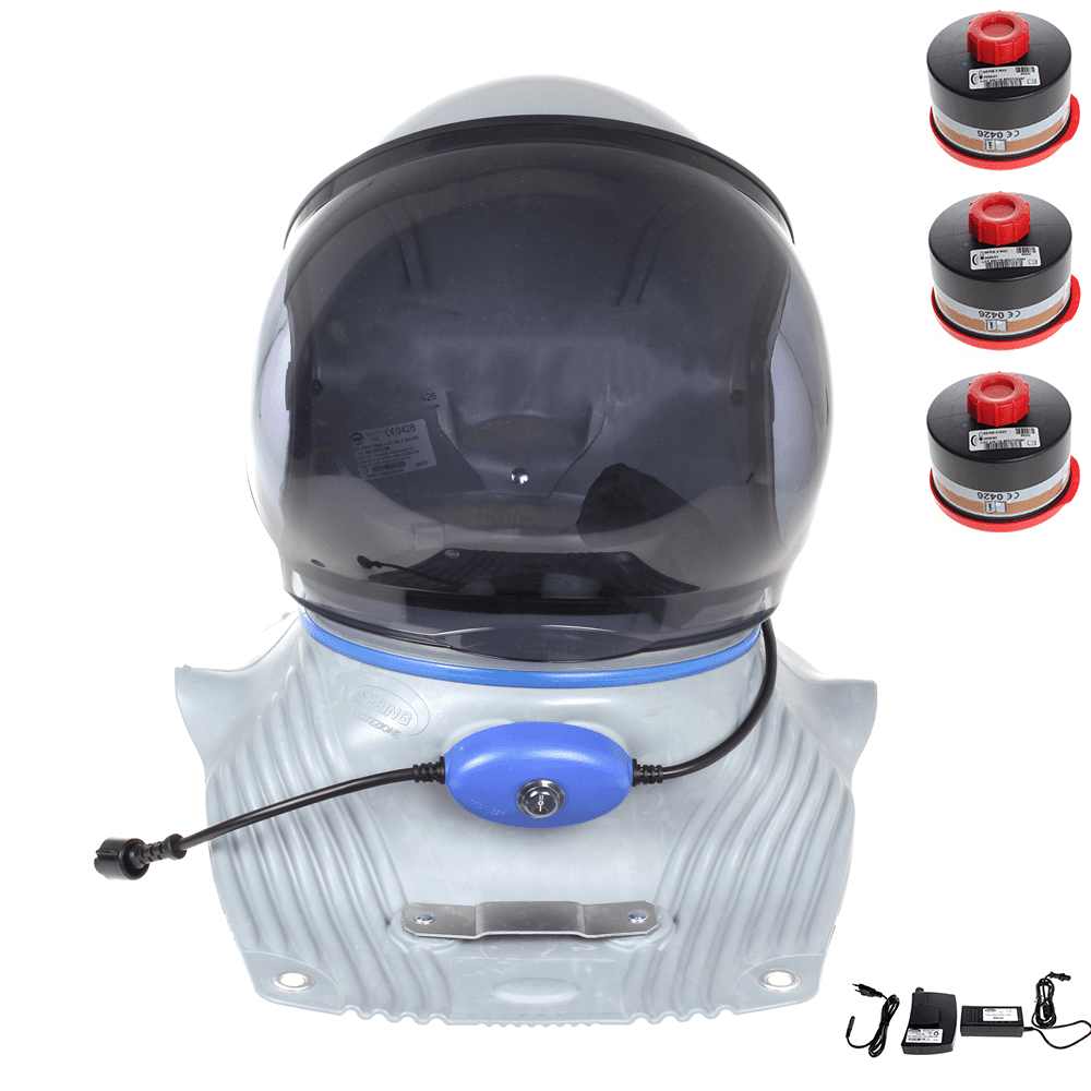 Spring Protezione Super Multifilter beschermhelm met aangeblazen lucht, anatomisch borststuk | Rabe