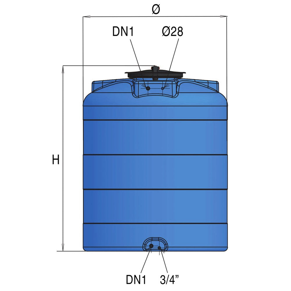 Opslagtank PE serie CV, 10.000 liter