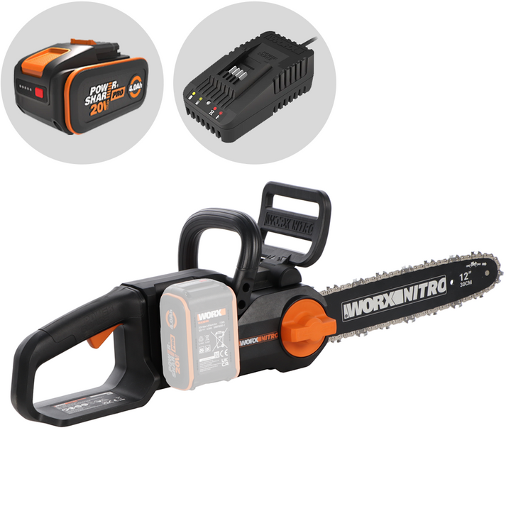 
  Worx Nitro WG350E accu kettingzaag, zwaard 30 cm, 20 V 4 Ah | Rabe - artikelnummer K608055

