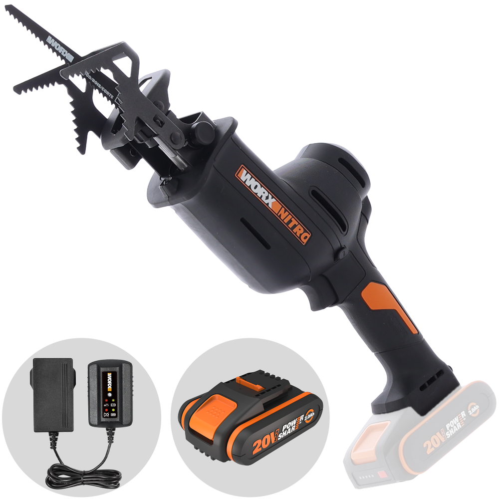 Worx WG893E accu reciprozaag, 20 V 2 Ah | Rabe